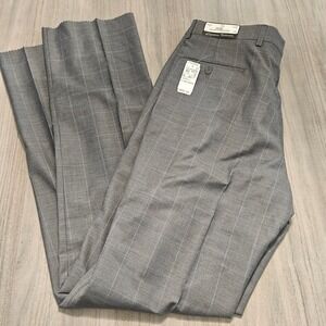 Jos. A. Bank Signature Collection Grey Windowpane 100% Wool Pleated Pants 36 Reg